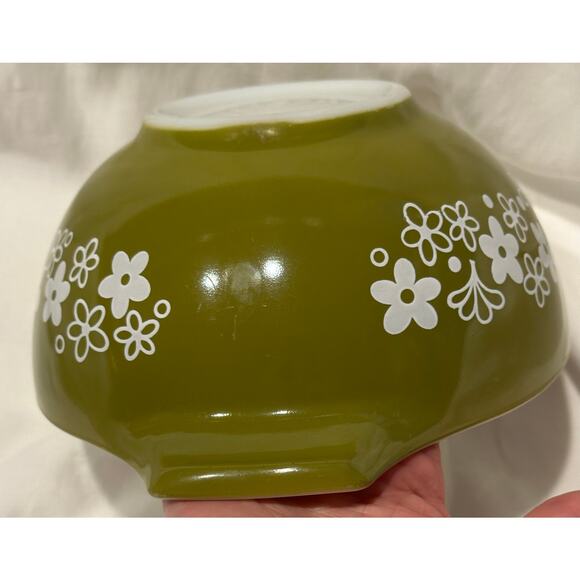 Vintage - Pyrex - 442 Green Spring Blossom Crazy Daisy 1 1/2 Quart Mixing Bowl - Picture 7 of 9